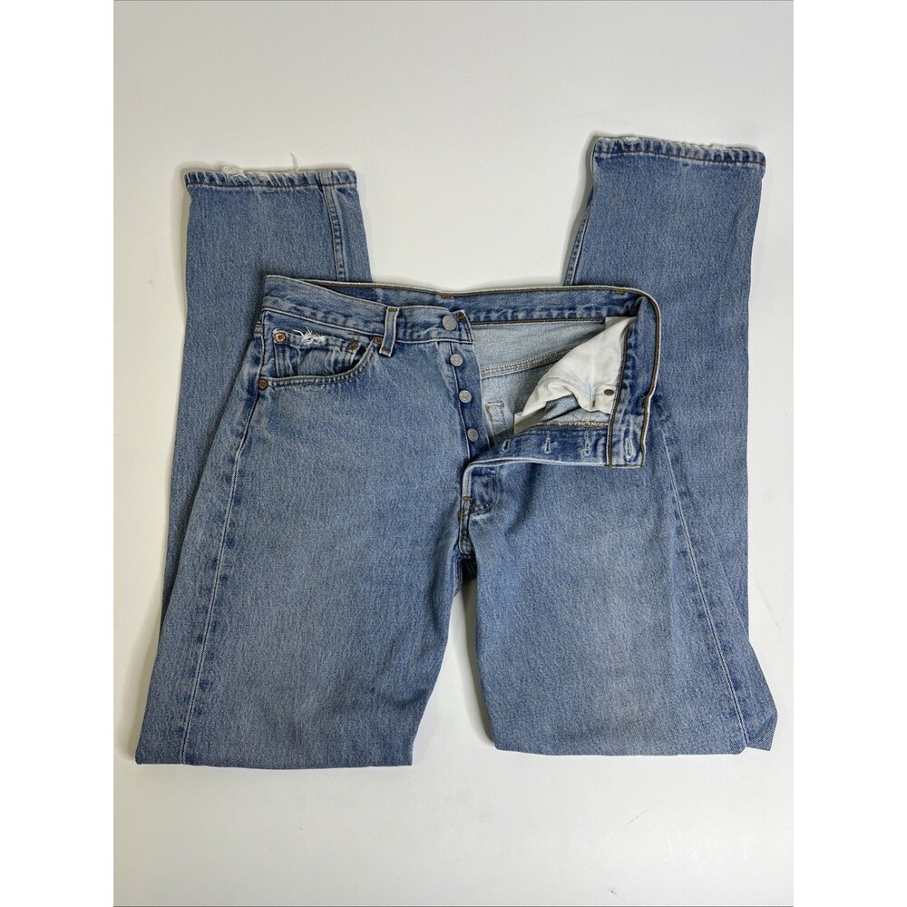 VTG 90s Levi's 501 Jeans Mens 32x34 Blue Light Wash Straight Leg Button Fly